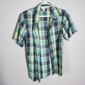 Boys Old Navy Plaid shirt sz xl Blue and Green